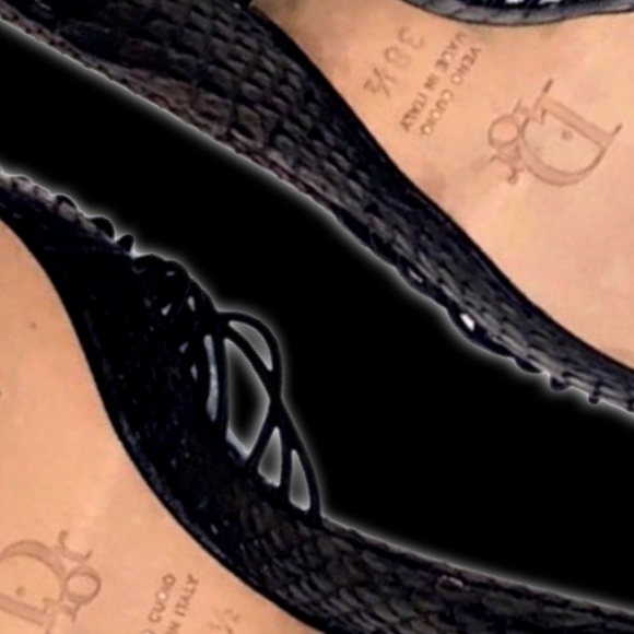 Dior John Galliano Vintage Black Python Embellished Charm Sandal Platform Heels - Picture 13 of 14